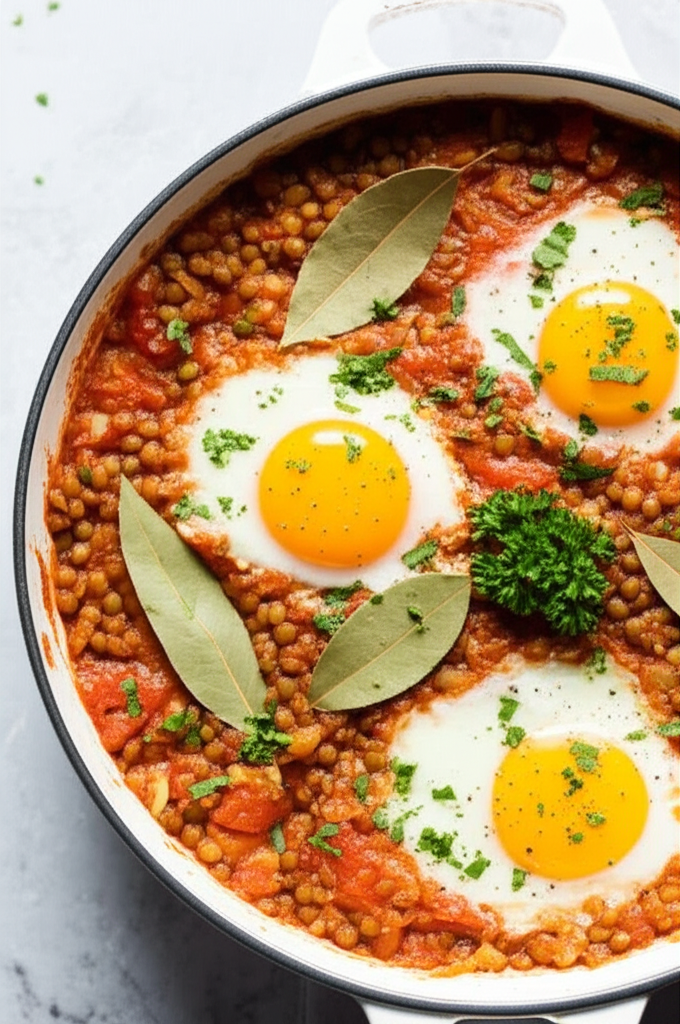 Baked Eggs With Lentils image
