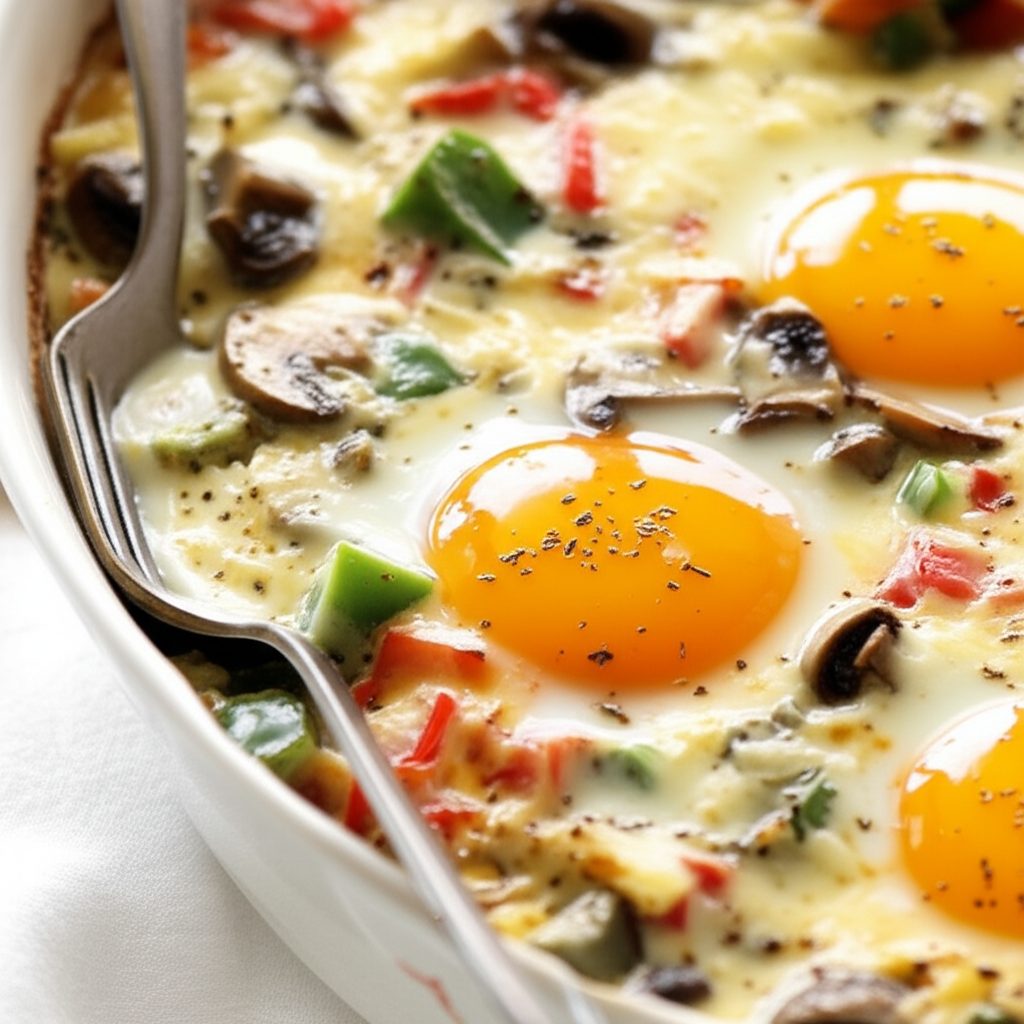 Baked Eggs With Peppers And Mushrooms image