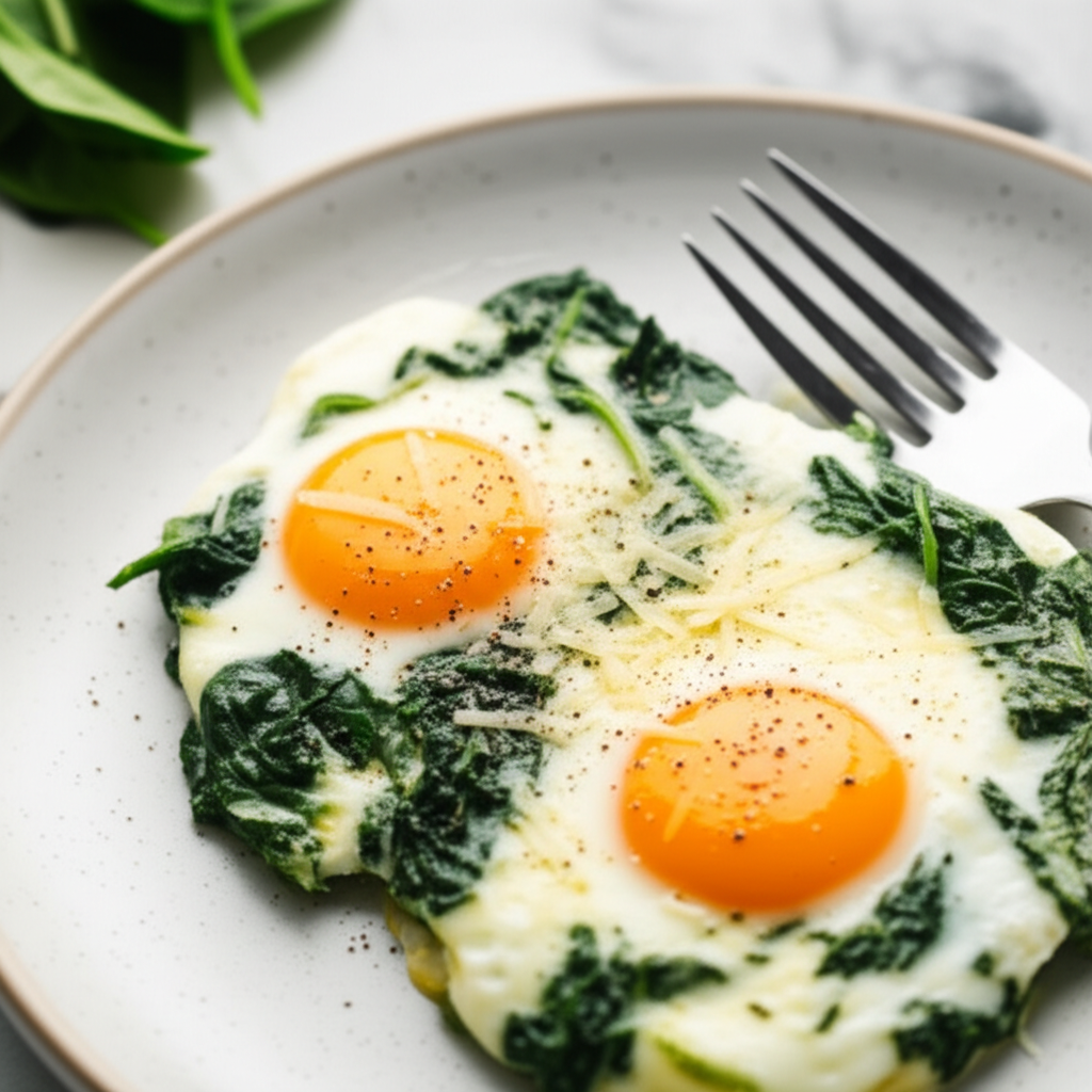 Baked Eggs With Spinach And Parmesan image