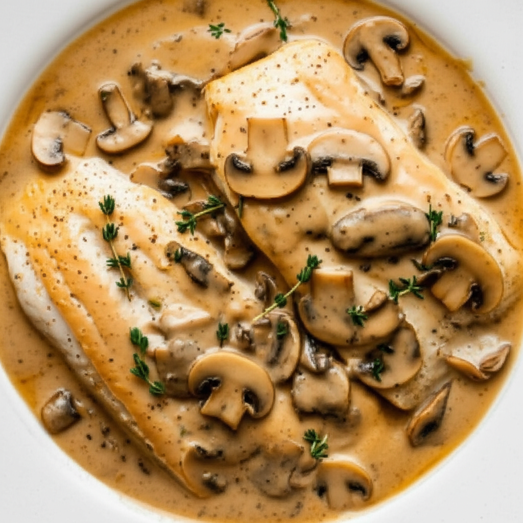 Baked Fish With Mushrooms And Cream image