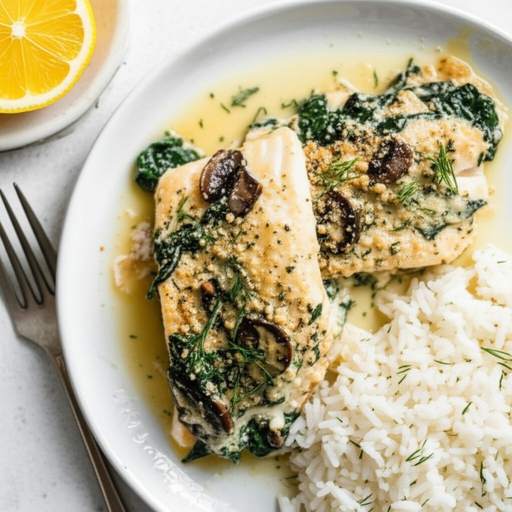 Baked Fish With Spinach image