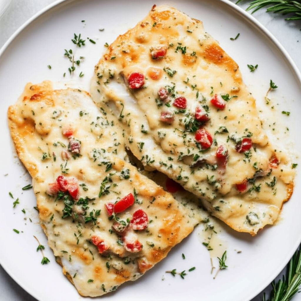 Baked Flounder With Herbed Mayo And Vermouth image