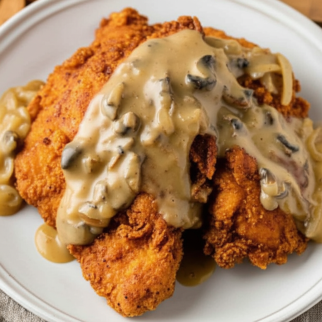 Baked Fried Chicken With Pan Gravy image