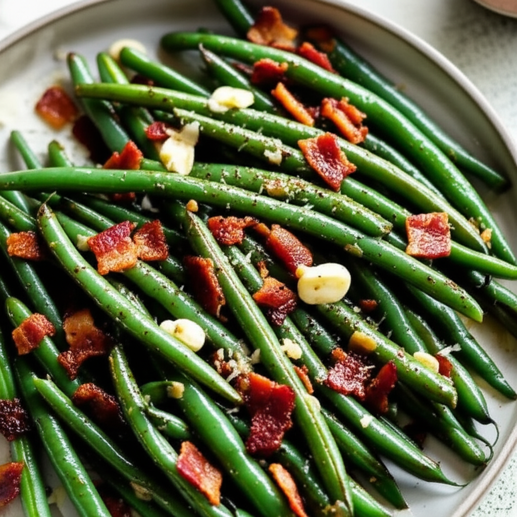 Baked Garlic Bacon Green Beans image