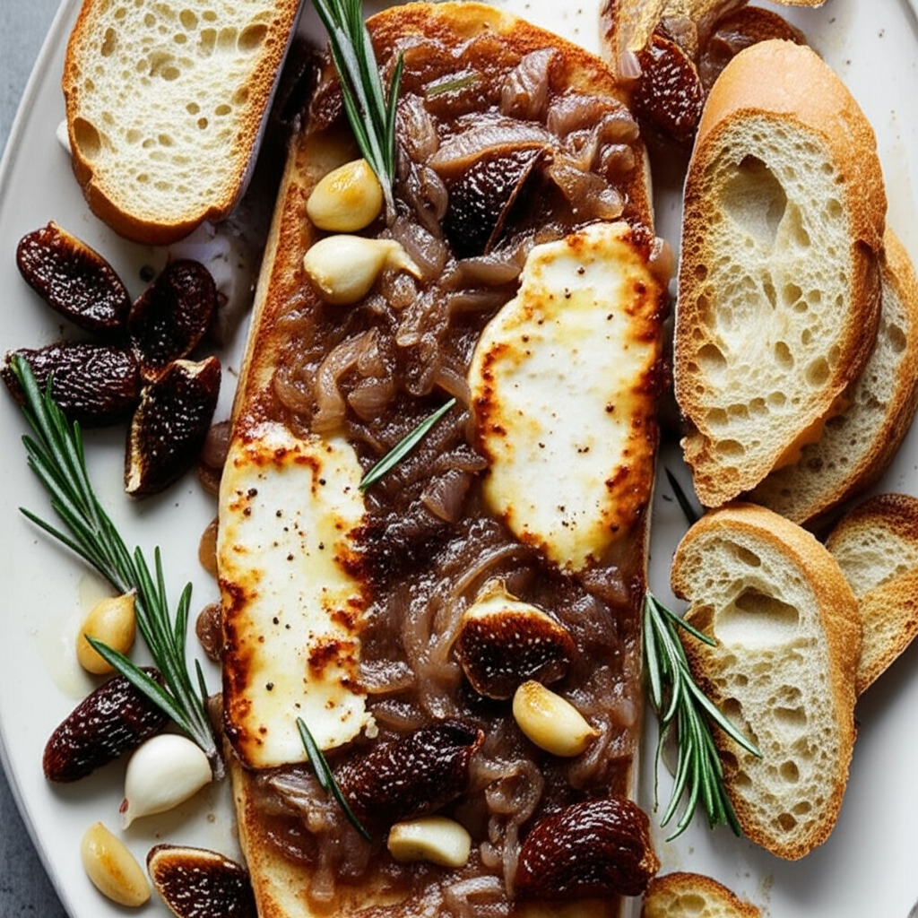 Baked Goat Cheese Caramelized Onion Garlic And Figs image