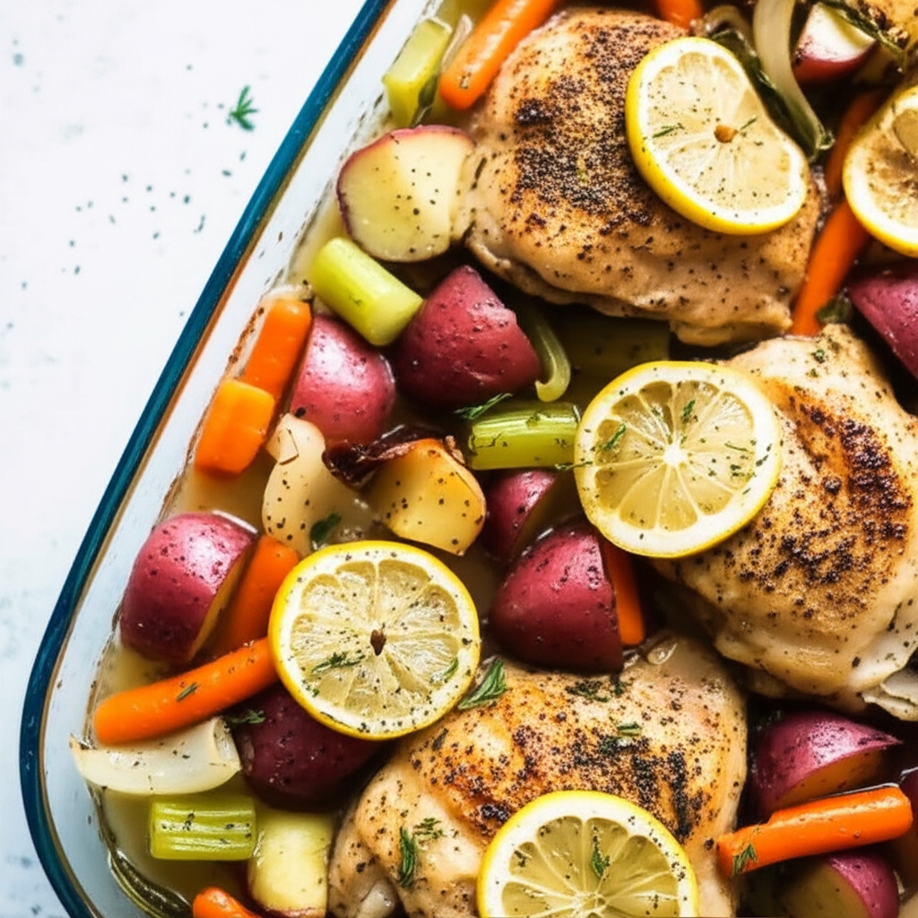 Baked Greek Lemon Chicken With Vegetables image