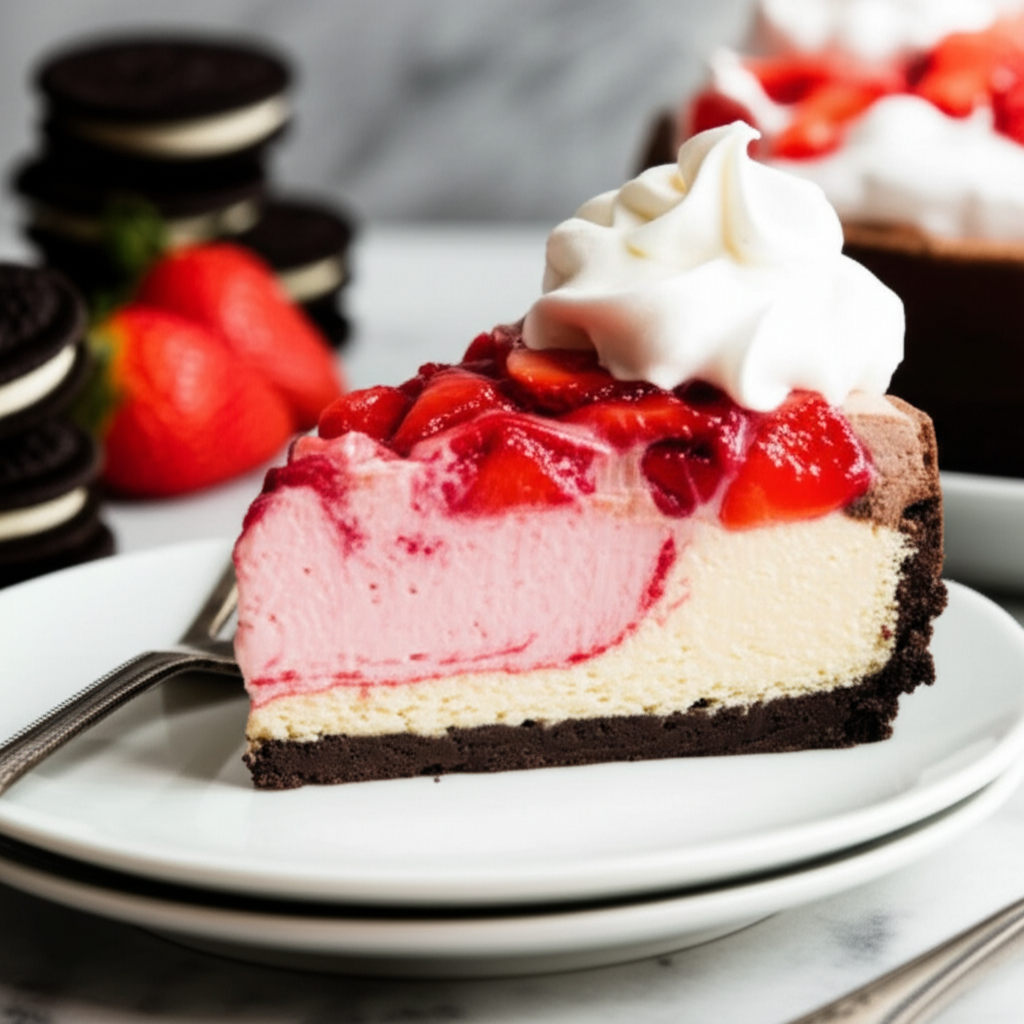 4 Inch Strawberry Chocolate Cheesecake image