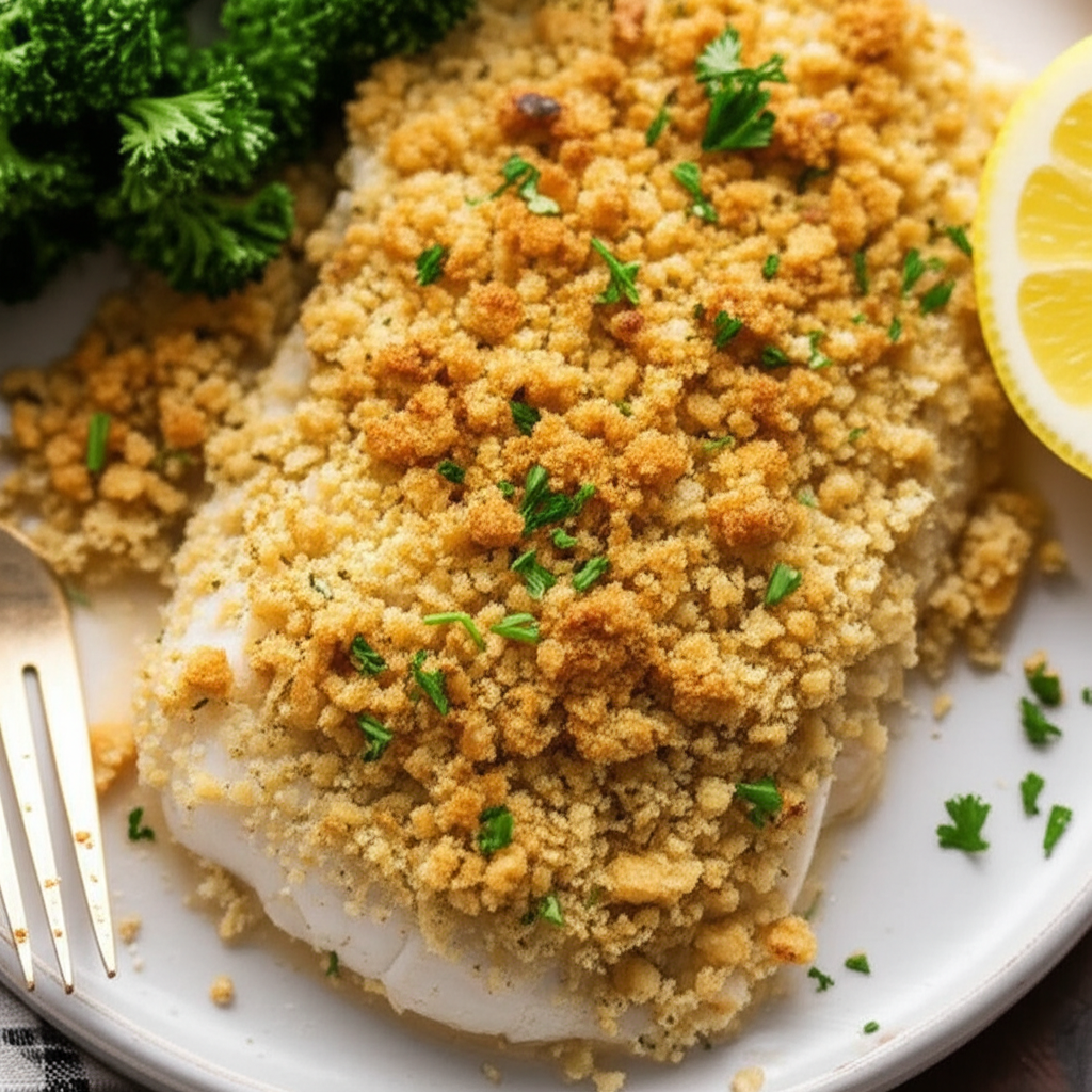 Baked Haddock With Crumb Topping image