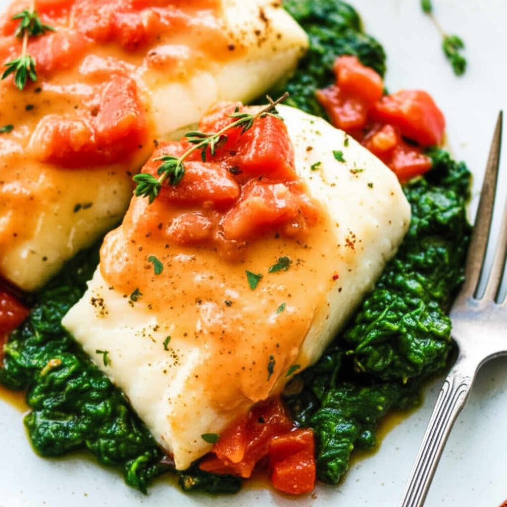 Baked Haddock With Spinach image