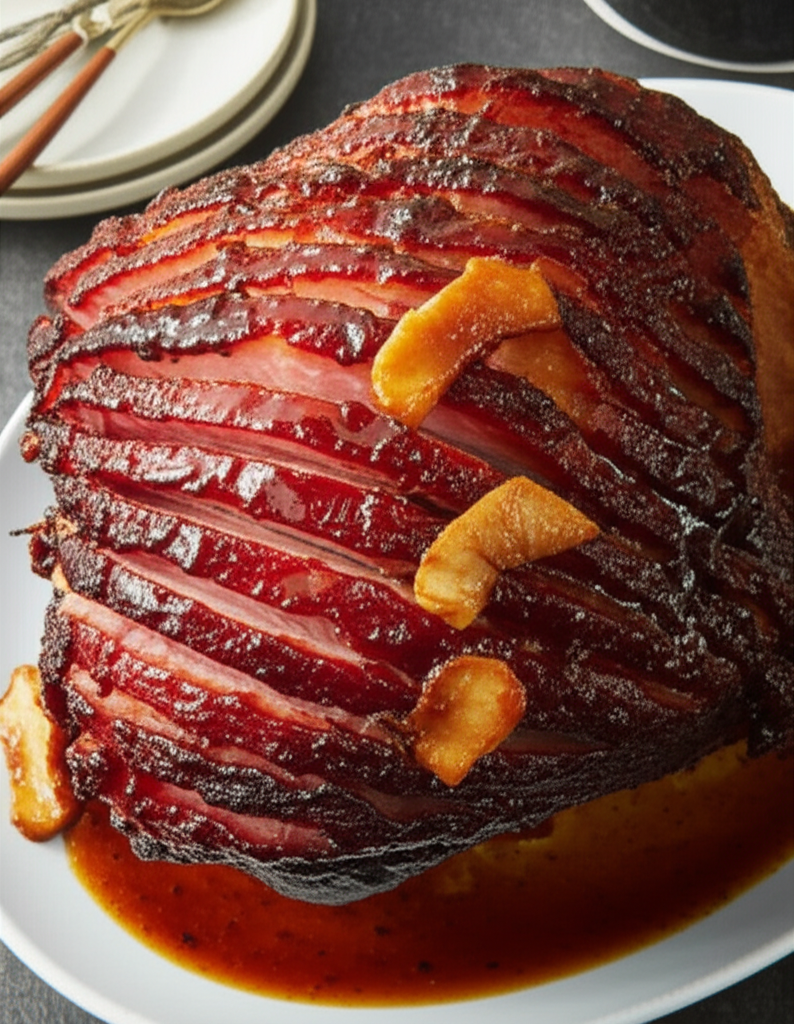 Baked Ham With Brown Sugar And Apple Glaze image