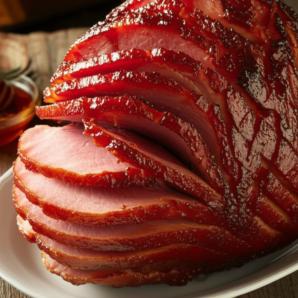 Baked Ham With Brown Sugar Honey Glaze image