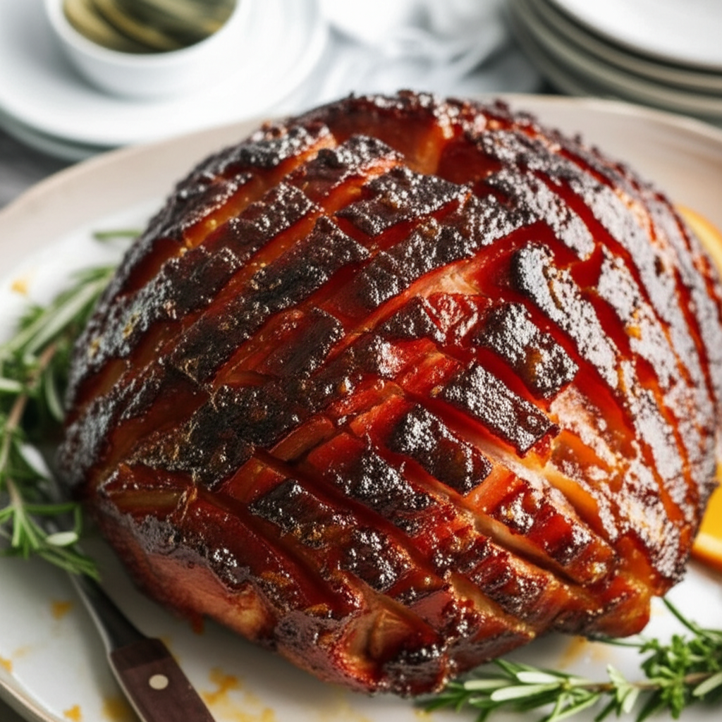 Baked Ham With Brown Sugar Orange Glaze image