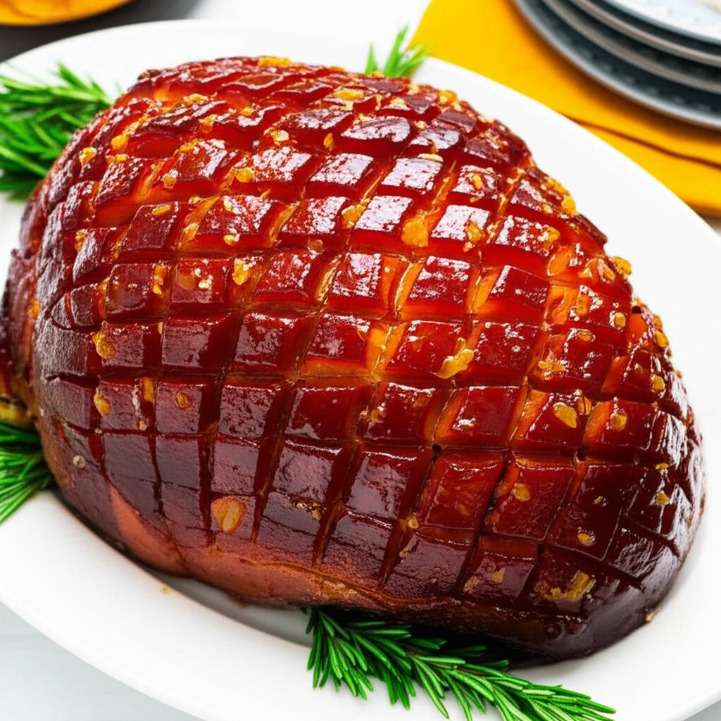 Baked Ham With Orange And Ginger Glaze image