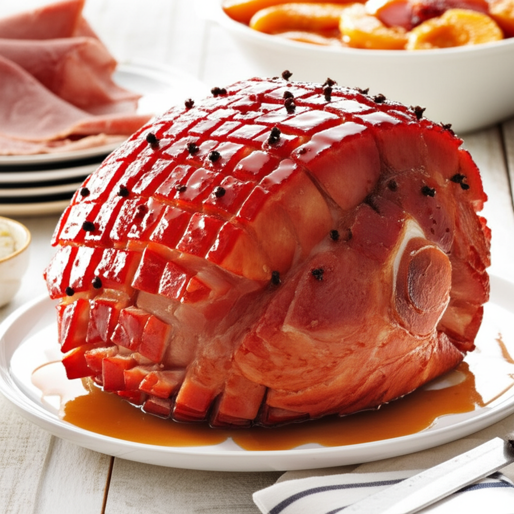 Baked Ham With Peach Glaze image