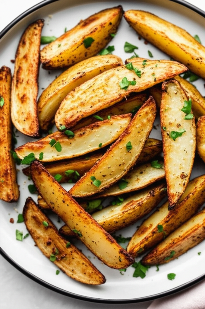 Baked In Oven Garlic Potato Wedges image
