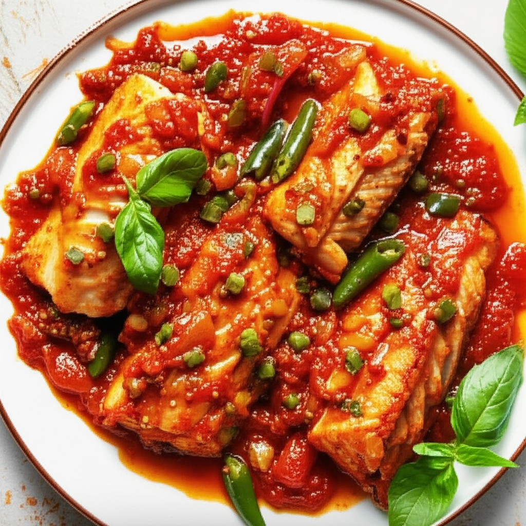Baked King Fish Cod In Tomato Sauce image