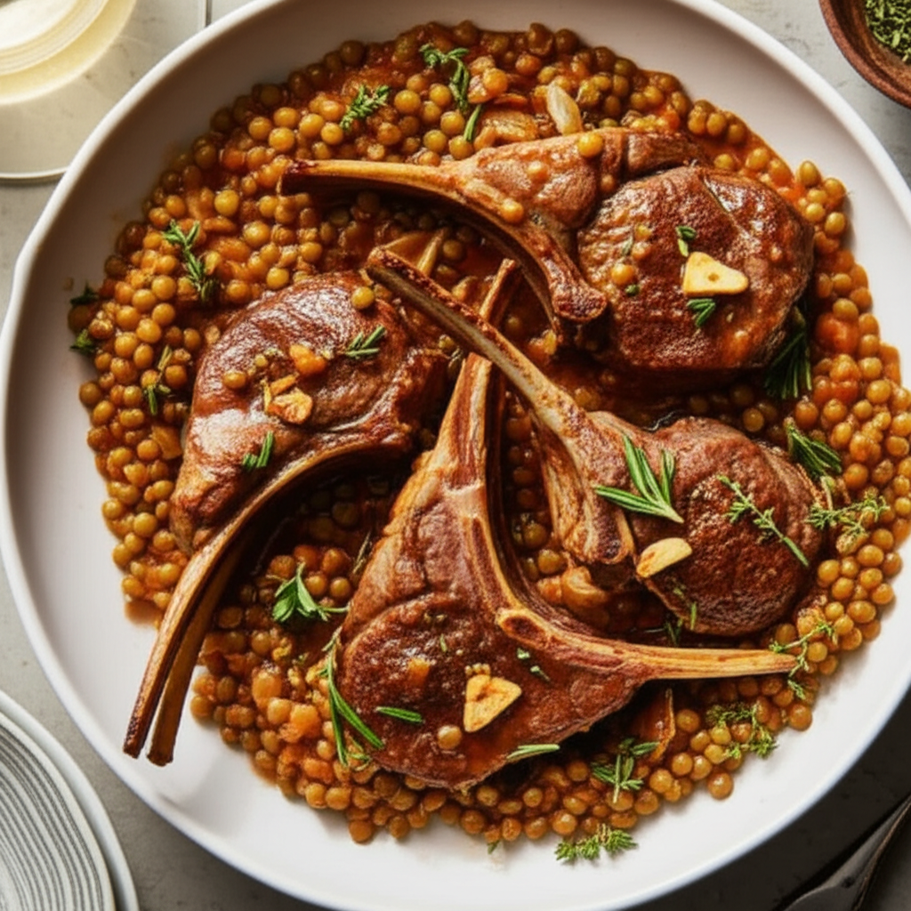 Baked Lamb Chops And Lentils image