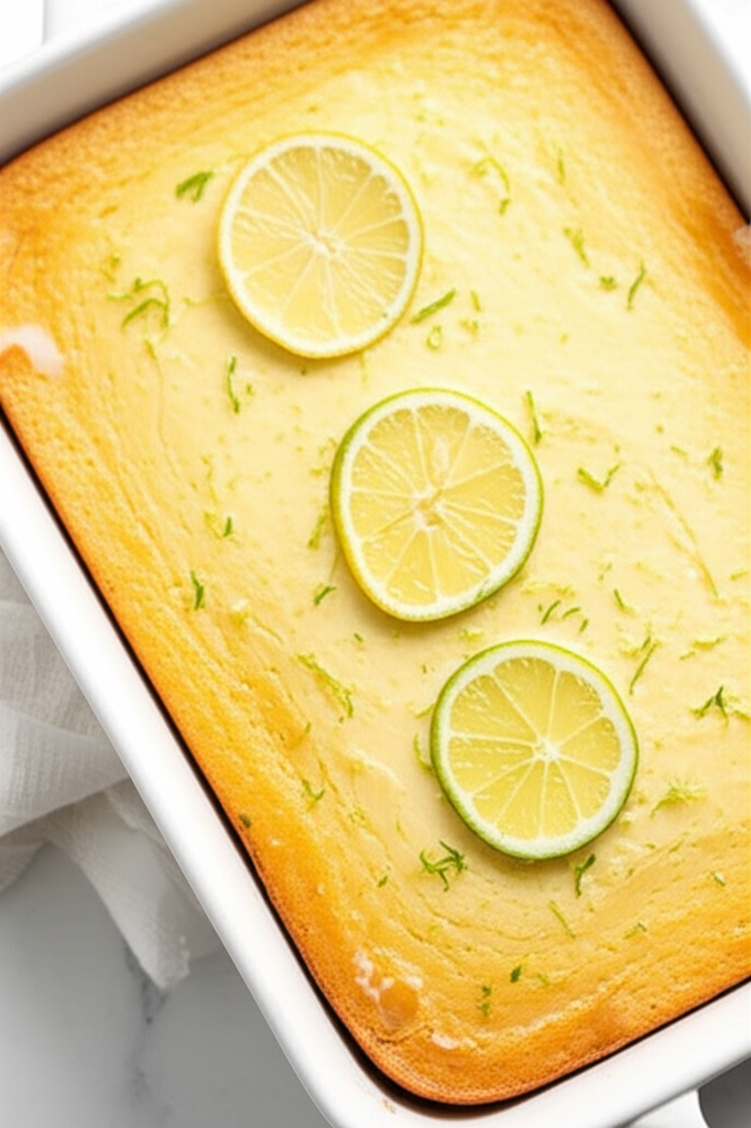 Baked Lemon Lime Cake Pudding Use Lime For St Pat S Day image