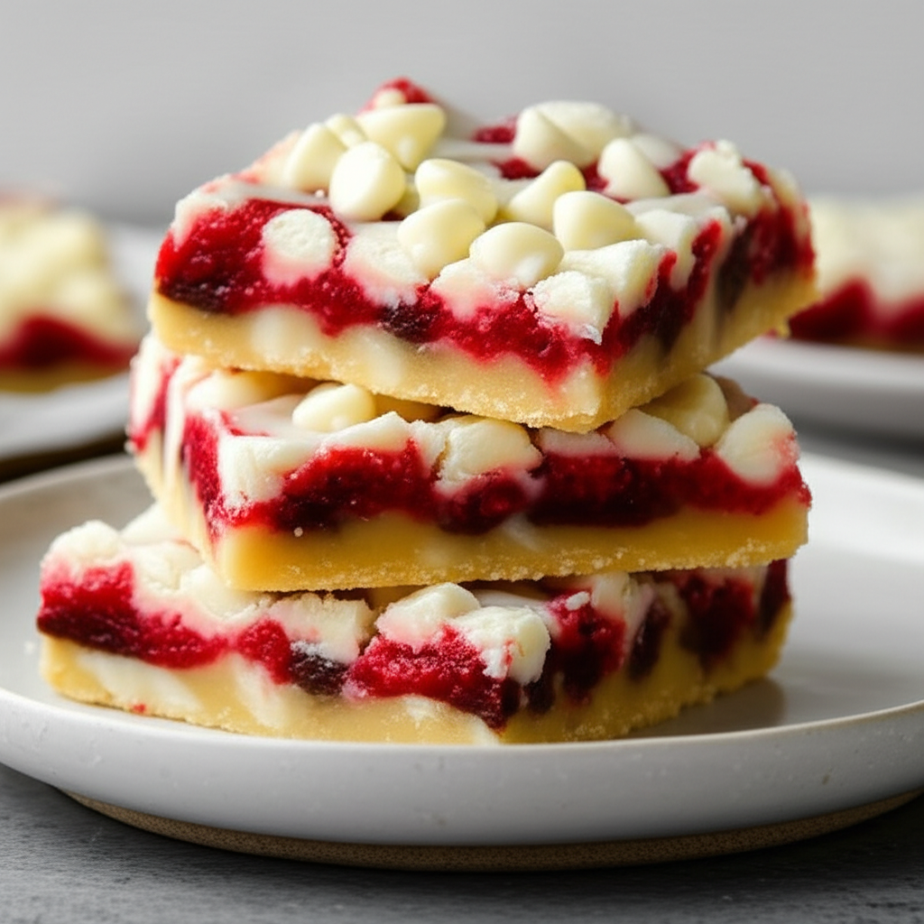 4 Layer Vanilla Chocolate Raspberry Bars image