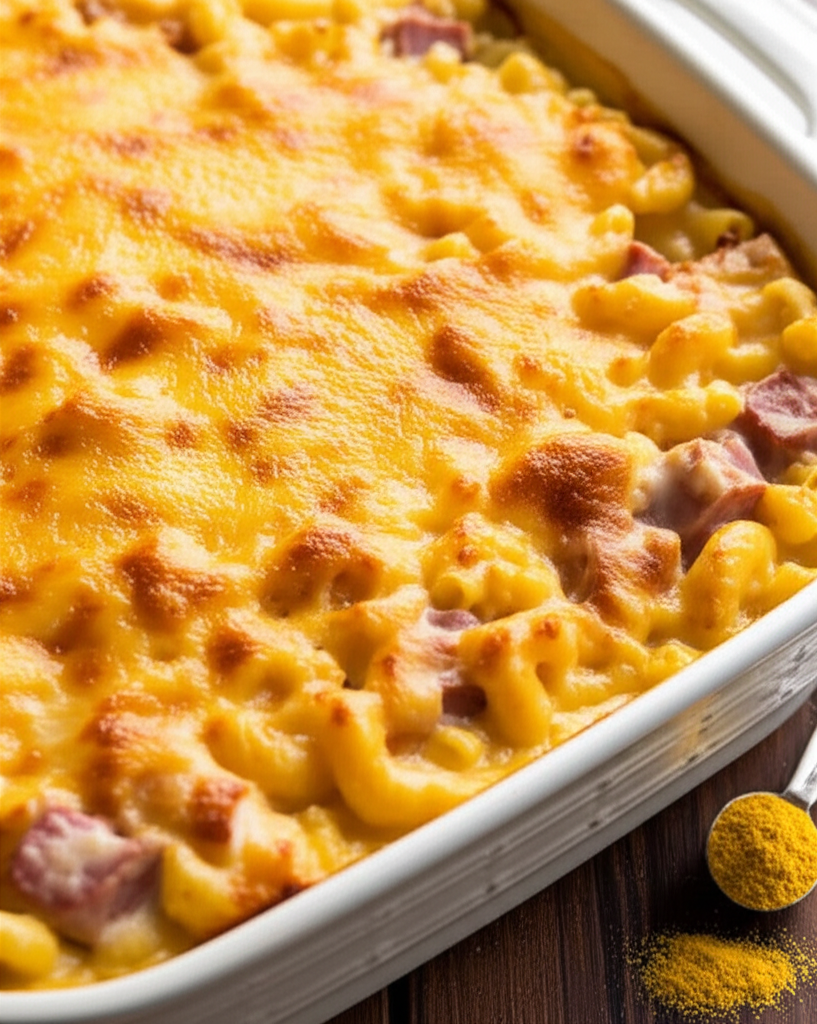 Baked Macaroni And Cheese With Ham image