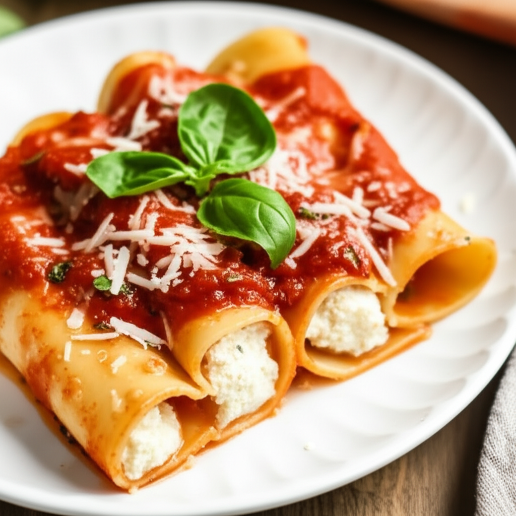Baked Manicotti With Cheese Filling image