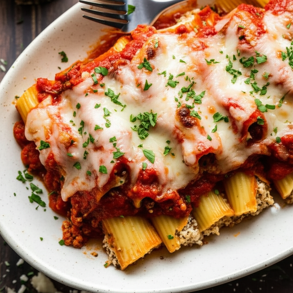 Baked Manicotti With Meat Sauce image