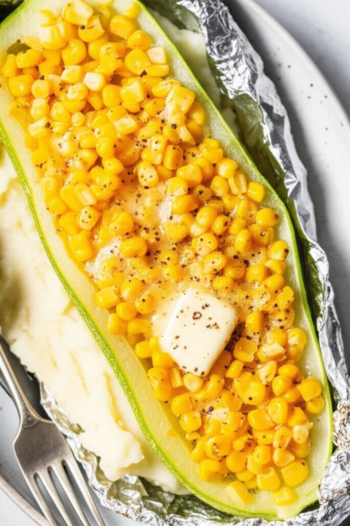 Baked Marrow With Sweetcorn image
