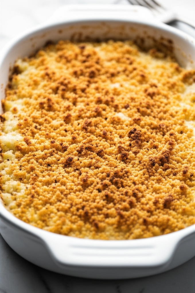 Baked Mashed Potatoes With Parmesan Cheese And Breadcrumbs image