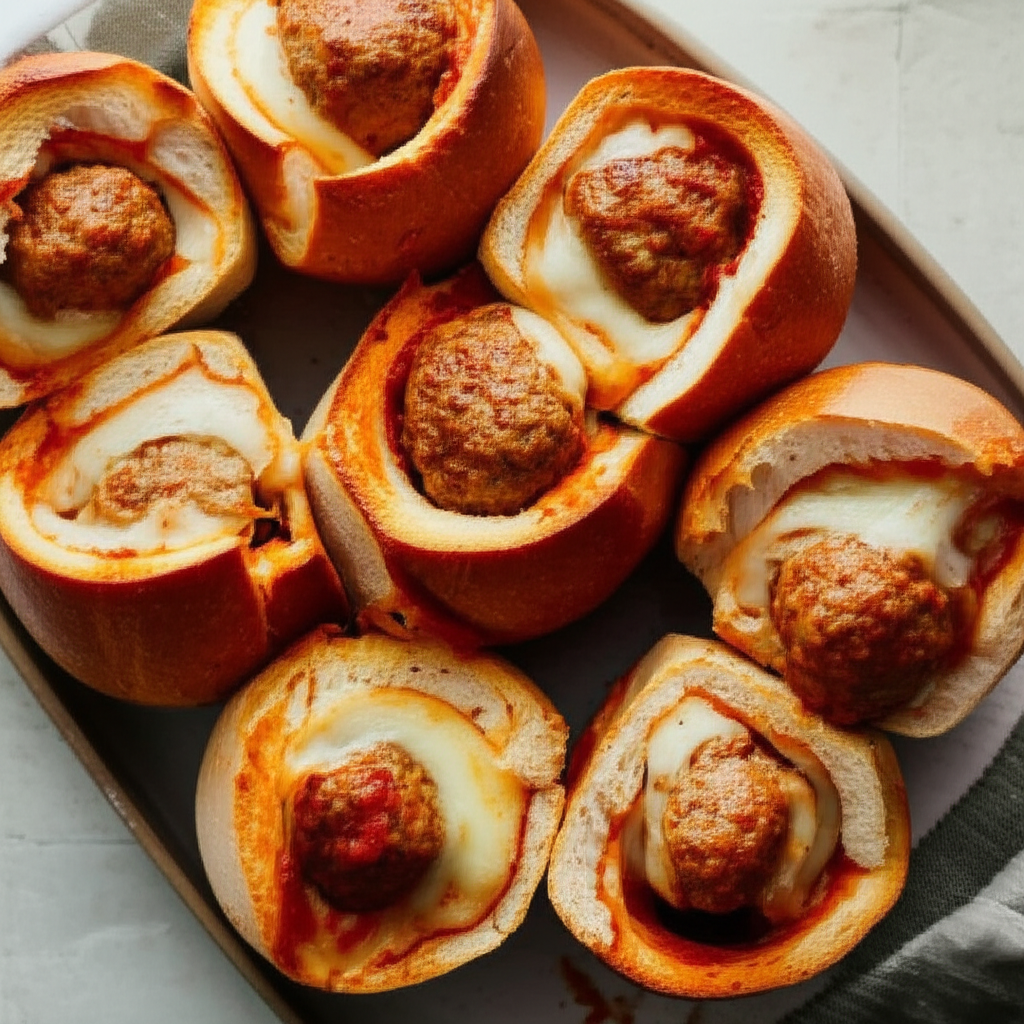 Baked Meatball Sandwich Rounds image
