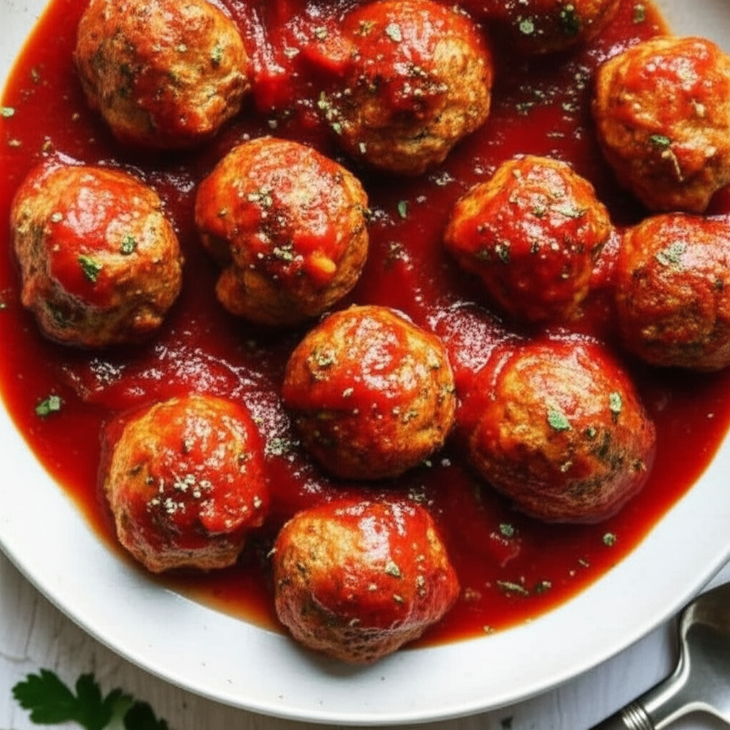 Baked Meatballs In Tomato Sauce image
