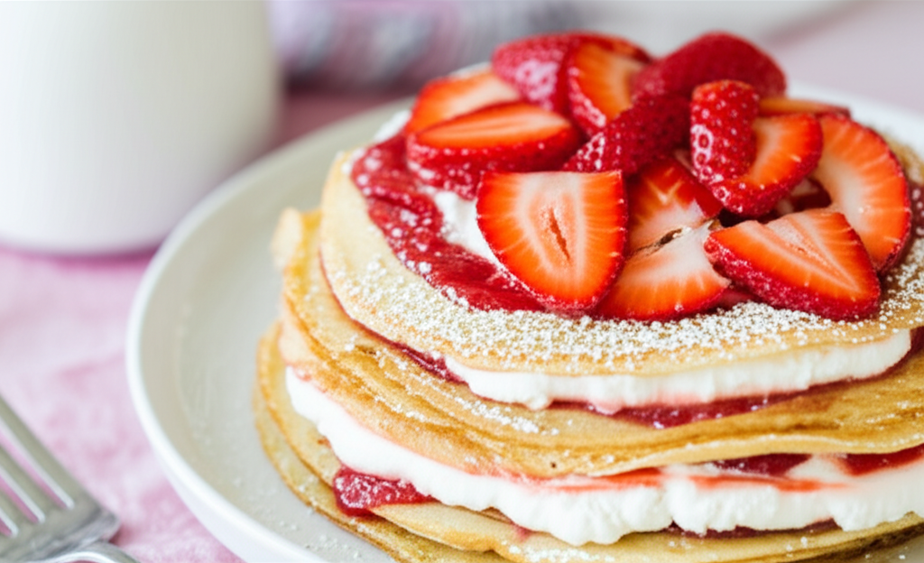 Oatmeal Crepes With Strawberries Ricotta image