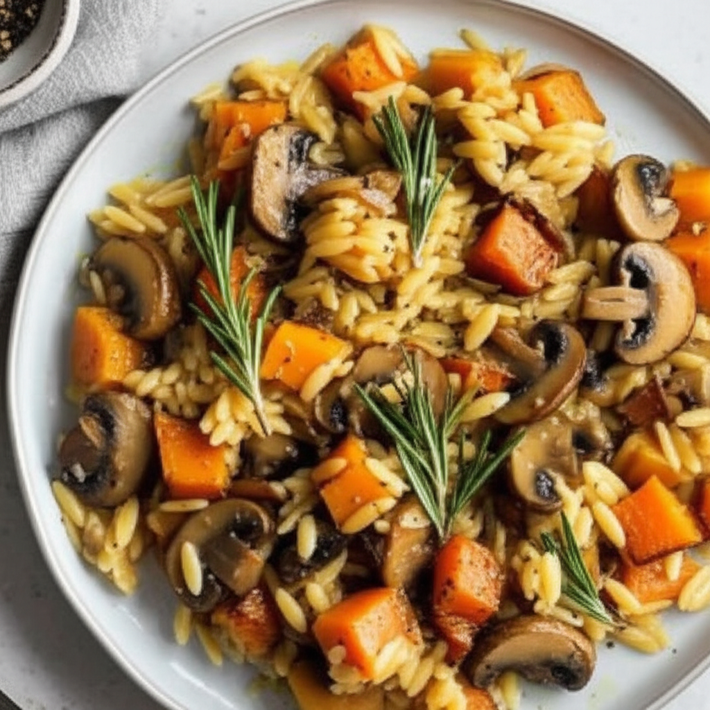Baked Orzo With Butternut Squash And Mushrooms image