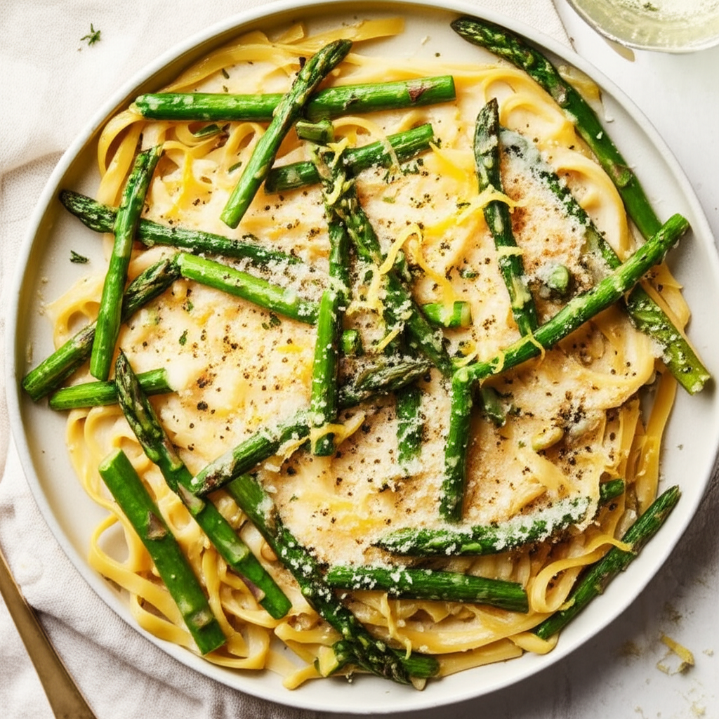 Baked Pasta With Asparagus Lemon And Mascarpone image