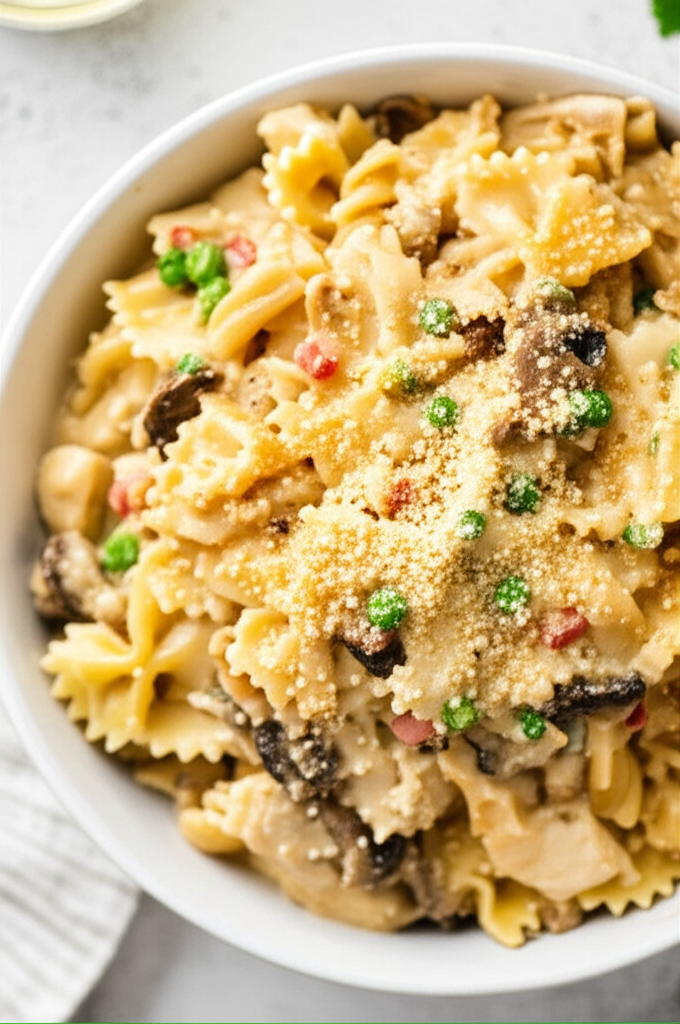 Baked Pasta With Mushroom Chicken Cream Sauce image