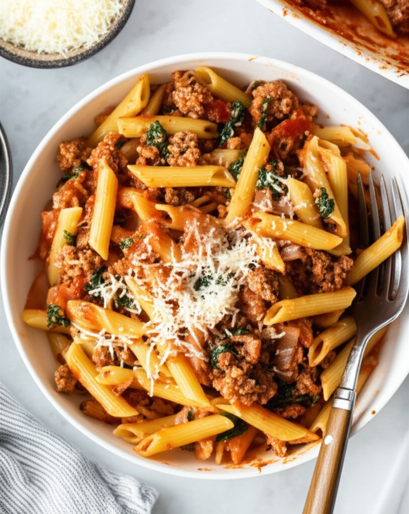 Baked Pasta With Sausage And Tomato Pesto image