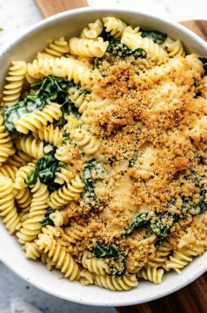 Baked Pasta With Spinach Lemon And Cheese image
