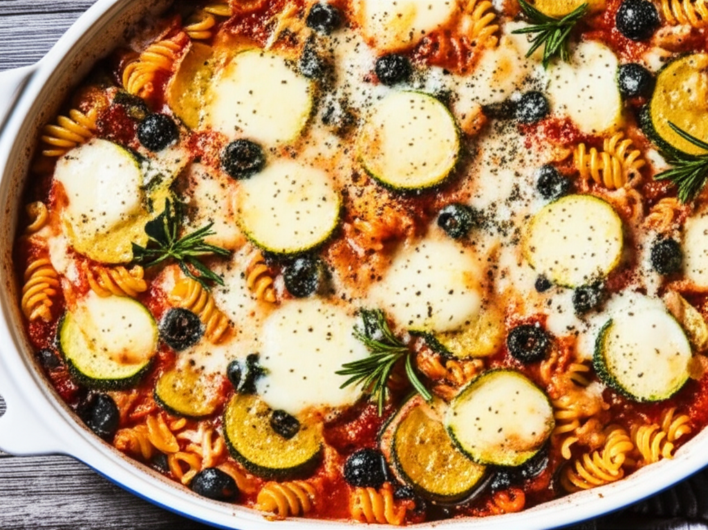 Baked Pasta With Zucchini And Mozzarella image