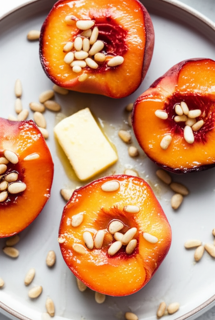 Baked Peaches With Pine Nuts image