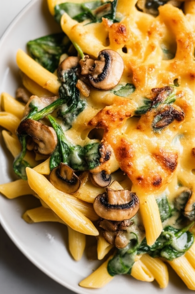 Baked Penne And Cheese With Spinach image