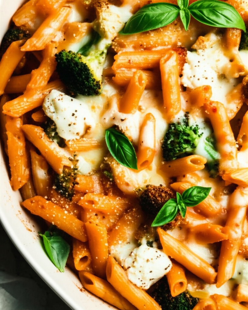 Baked Penne With Broccoli And Three Cheeses image