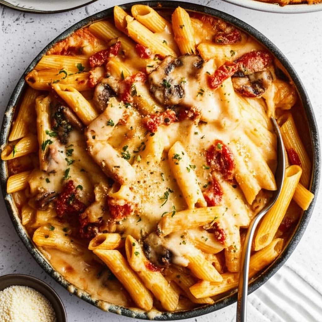 Baked Penne With Chicken And Sun Dried Tomatoes image