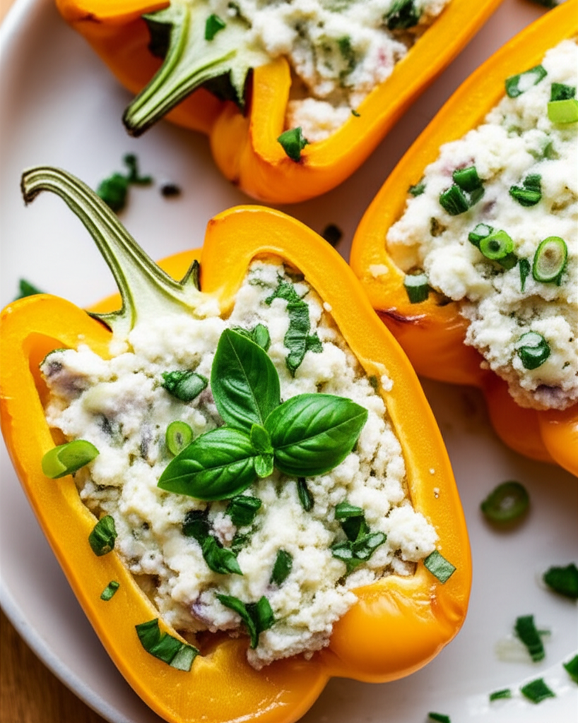 Baked Peppers With Ricotta And Basil image