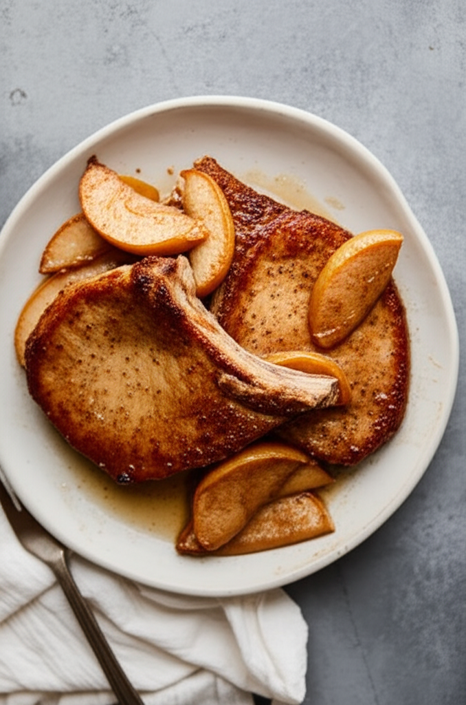 Baked Pork Chops And Apples image