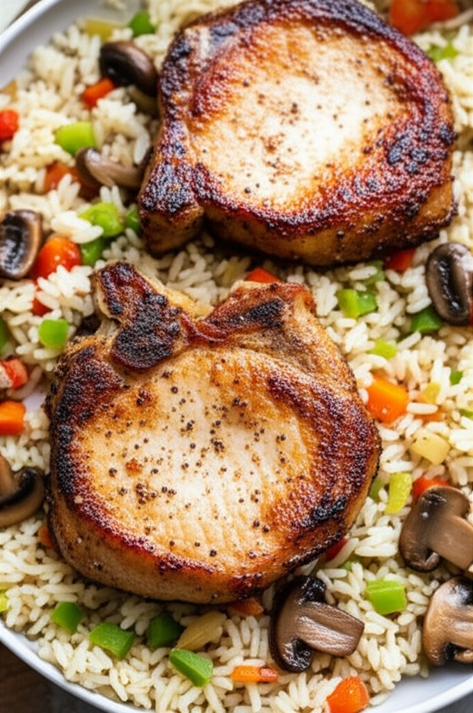 Baked Pork Chops And Rice image