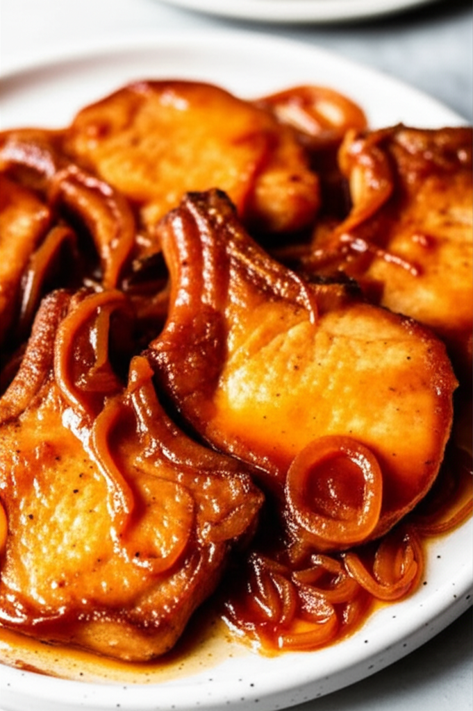 Baked Pork Chops With Onions And Chili Sauce image