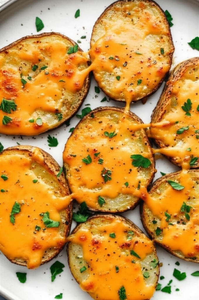 Baked Potato Slices With Two Cheeses image