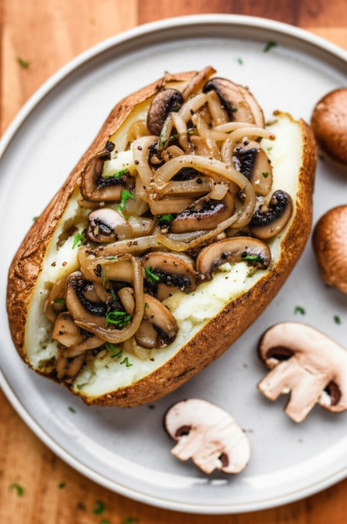 Baked Potato With Sauteed Mushrooms And Onions image