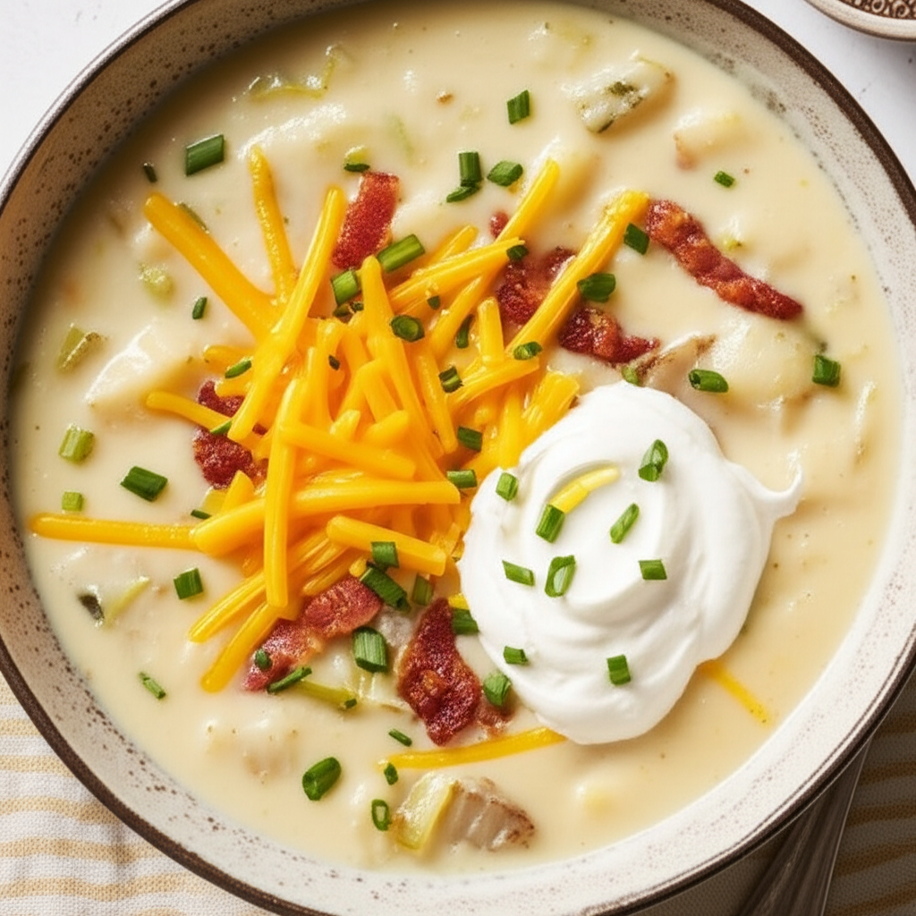 Baked Potato Leek And Cheese Soup image