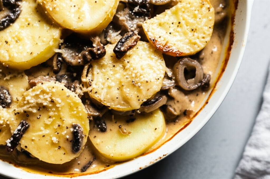 Baked Potatoes And Mushrooms image