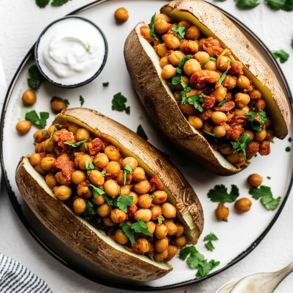 Baked Potatoes With A Spicy Filling image